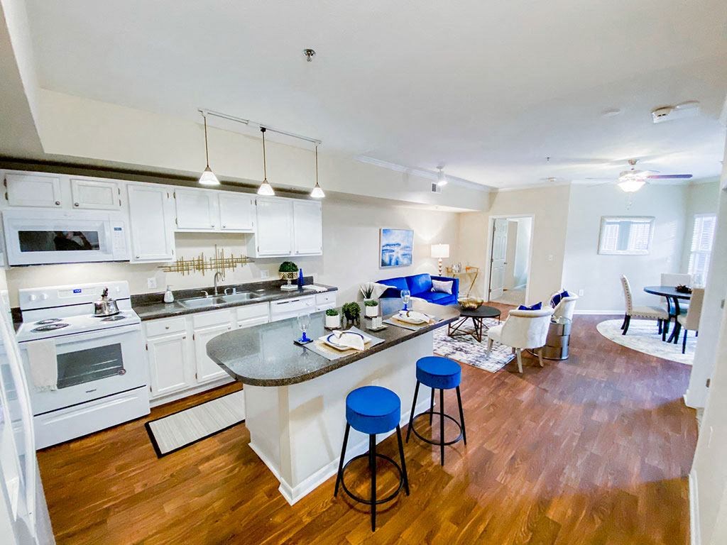 Vinyl wood flooring at The Villas at Katy Trail in Uptown Dallas, TX, For Rent. Now leasing Studio, 1, 2 and 3 bedroom apartments.