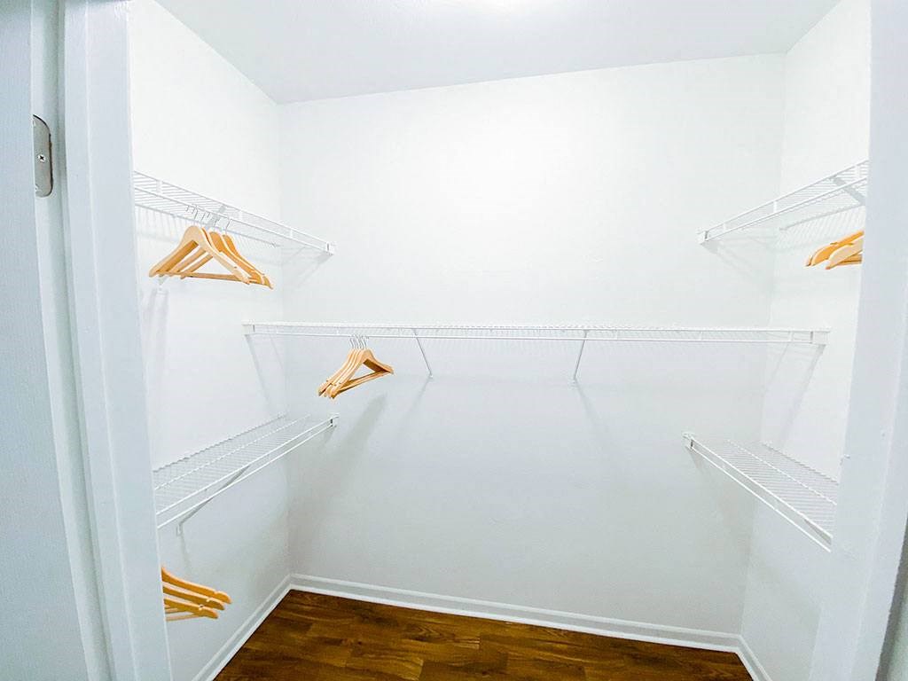 Oversized walk in closets at The Villas at Katy Trail in Uptown Dallas, TX, For Rent. Now leasing Studio, 1, 2 and 3 bedroom apartments.