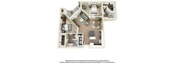 B3 Floor Plan at Villas at Katy Trail Apartments, Dallas, 75201