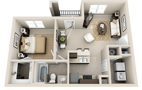 1 Bedroom Floor Plan at Sonoma Grande Apartments, Tulsa, OK, 74133