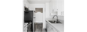 Efficient Appliances In Kitchen at The DRACENA Apts, Los Feliz, Los Angeles, California