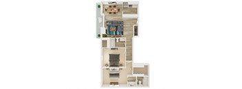 bedroom floor plan an in 2 bed 2 bath, opens a dialog