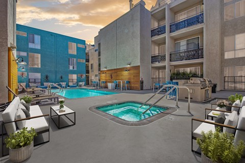 take a dip in our saltwater pool and hot tub at our apartments in salt lake city