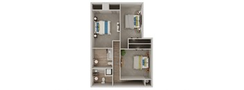 a floor plan of a studio apartment with a bedroom and living room