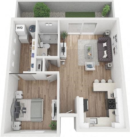 a floor plan of a house with a bedroom and a living room
