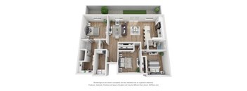 a 2 bedroom floor plan with a bathroom and a balcony