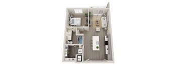 a 3d floor plan of a home with a bedroom