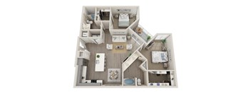 a 2 bedroom floorplan with a bathroom and a living room