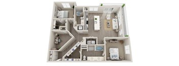a 3d floor plan of a bedroom