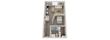 a 3d floor plan of a bedroom with a bathroom