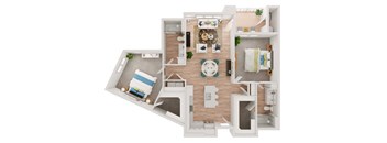 a1 floor plan  1 bedroom with 2 baths  1192 square feet