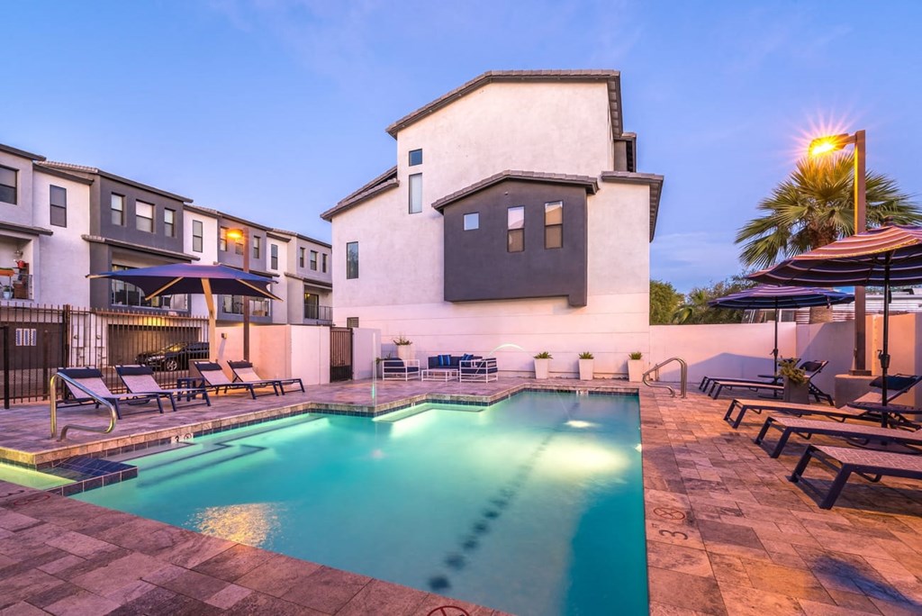 Twilight Pool at Dolce Villagio Townhomes, Tempe, AZ, 85281