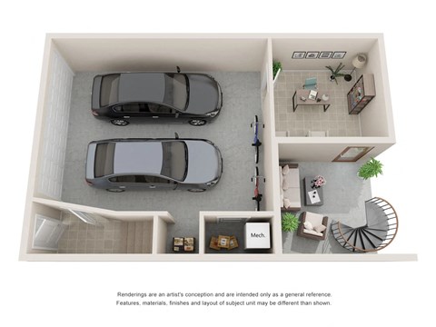 3 Bedroom 3 Bathroom Floor Plan at Dolce Villagio Townhomes, Arizona, 85281