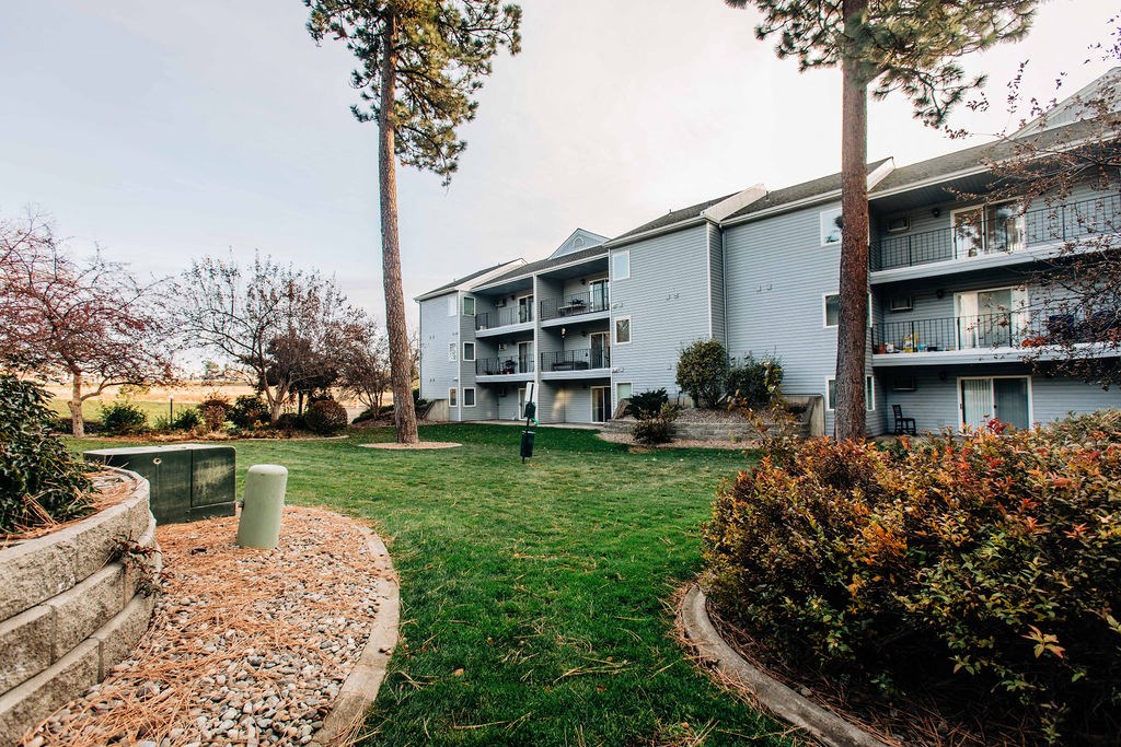our apartments are located in a quiet area with grass and trees