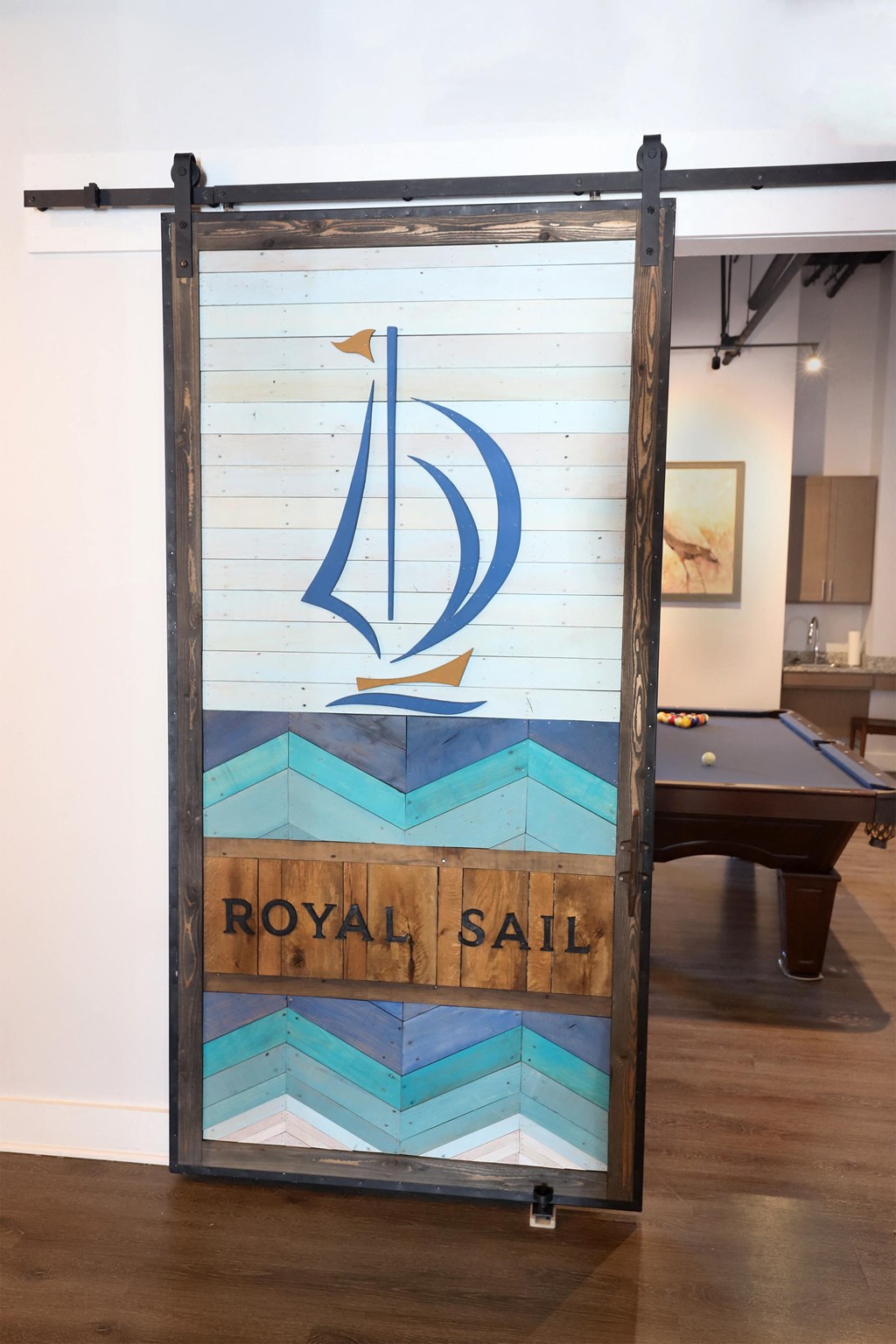 Clubhouse Custom Inlaid Wood Barn Door