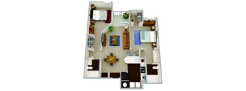 a 3d drawing of a floor plan of the Hudson