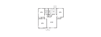 3 Bedroom 1 Bath B Floor Plan at Glen Lennox Apartments, North Carolina, 27514