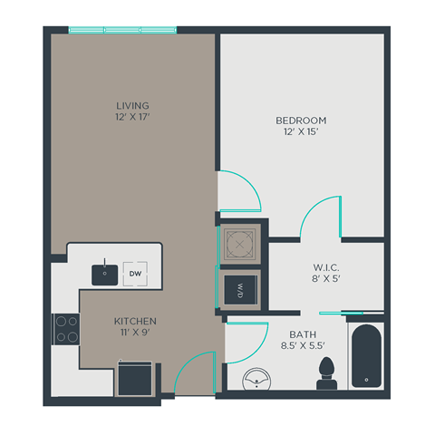 1E Floor Plan at Link Apartments® Manchester, Richmond, VA