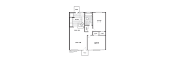 2 Bedroom 1 Bath A Floor Plan at Glen Lennox Apartments, Chapel Hill, North Carolina
