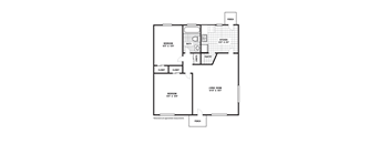 2 Bedroom 1 Bath B Floor Plan at Glen Lennox Apartments, Chapel Hill
