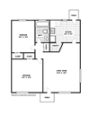 2 Bedroom 1 Bath B Floor Plan 2 Bedroom 1 Bath B Floor Plan at Glen Lennox Apartments, Chapel Hill