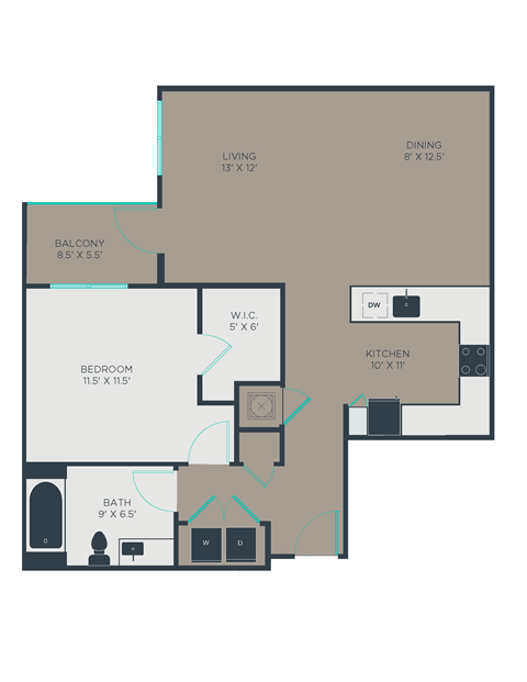 A5 Floor Plan at Link Apartments® Brookstown, Winston Salem, North Carolina