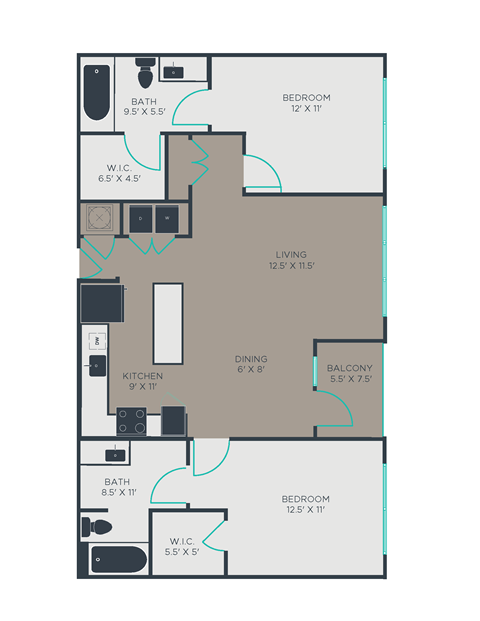 B2 Floor Plan at Link Apartments® Brookstown, North Carolina, 27101