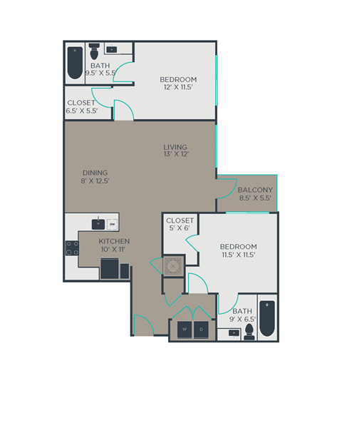 B3 Floor Plan at Link Apartments® Brookstown, Winston Salem, NC, 27101