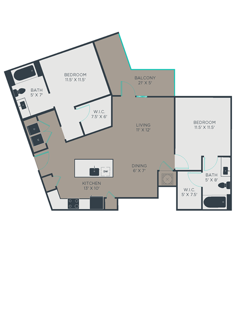 B5 Floor Plan at Link Apartments® Brookstown, Winston Salem, NC, 27101