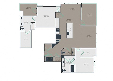 B5 2 Bed 2.5 Bath Floor Plan at Link Apartments® Montford, Charlotte, 28209
