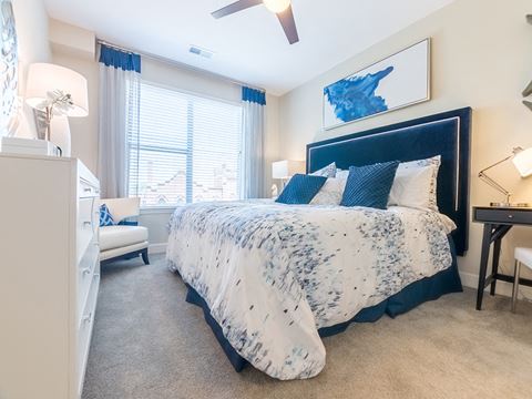 Bedroom With Expansive Windows at Link Apartments® West End, Greenville, 29601