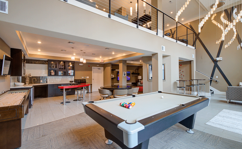 pool table in the clubhouse at the callaway house austin pool table in the clubhouse at the callaway house austin at Link Apartments® Brookstown, Winston Salem - Photo Gallery