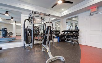 the gym at the enclave at woodbridge apartments in sugar land, tx  at Link Apartments® Brookstown, Winston Salem, NC, 27101