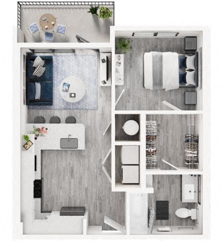 A2-A Floor Plan at Link Apartments® Calyx, Chapel Hill, 27517