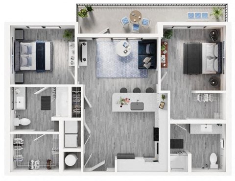 B1A Floor Plan at Link Apartments® Calyx, Chapel Hill