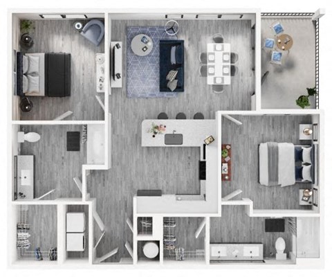 B3A Floor Plan at Link Apartments® Calyx, Chapel Hill, NC 27517