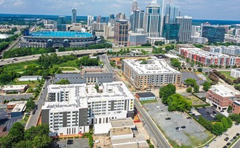 Drone View Of Apartment Drone View Of Apartment at Link Apartments® Mint Street, North Carolina - Photo Gallery 6