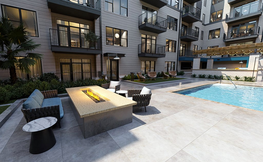 Ultramodern fire pit patio  at Link Apartments® Montford, Charlotte, NC, 28209