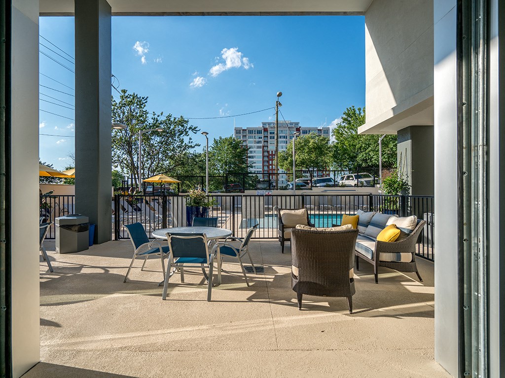 Poolside Lounge Area at Link Apartments® Glenwood South, North Carolina