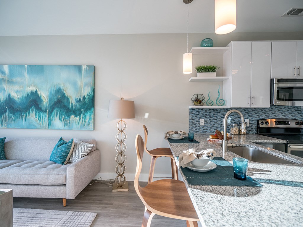 Granite Counter Tops In Kitchen at Link Apartments® Glenwood South, Raleigh, NC