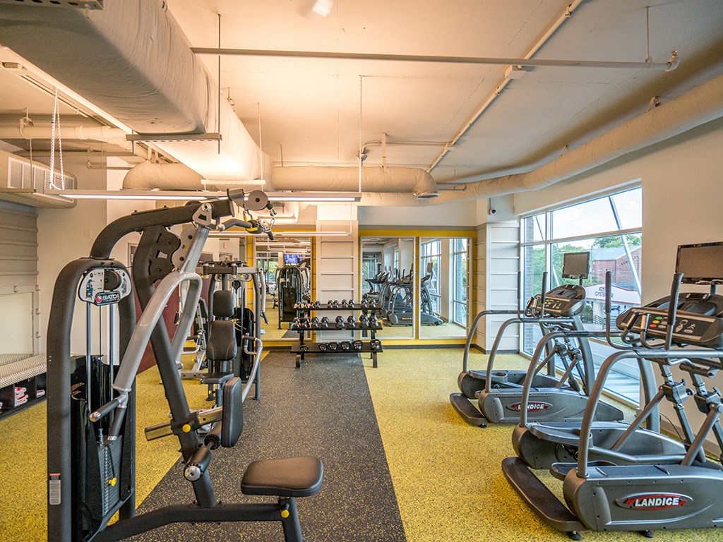 Cardio Studio Equipment at Link Apartments® Glenwood South, North Carolina