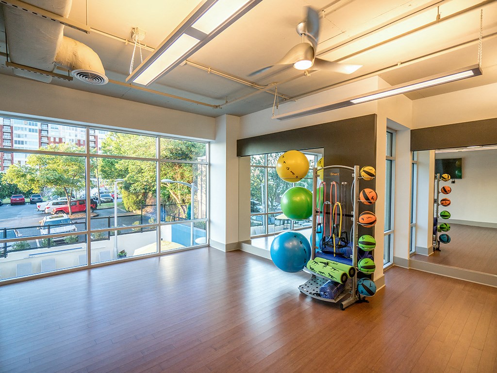 State-Of-The-Art Gym And Spin Studio at Link Apartments® Glenwood South, Raleigh, 27603