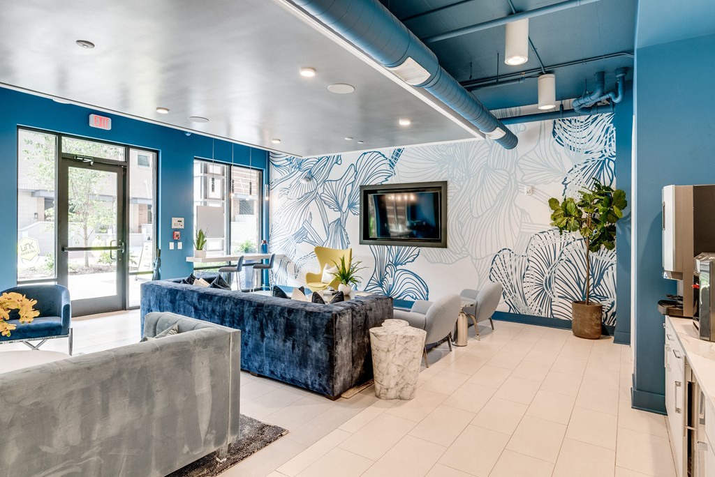 Lobby with TV  Lobby with TV at Link Apartments® Grant Park, Atlanta, 30312