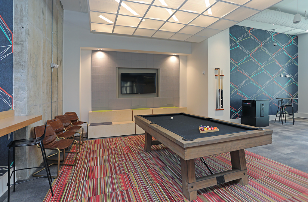 Billiards Table In Clubhouse at Link Apartments Innovation Quarter, Winston Salem, NC, 27101