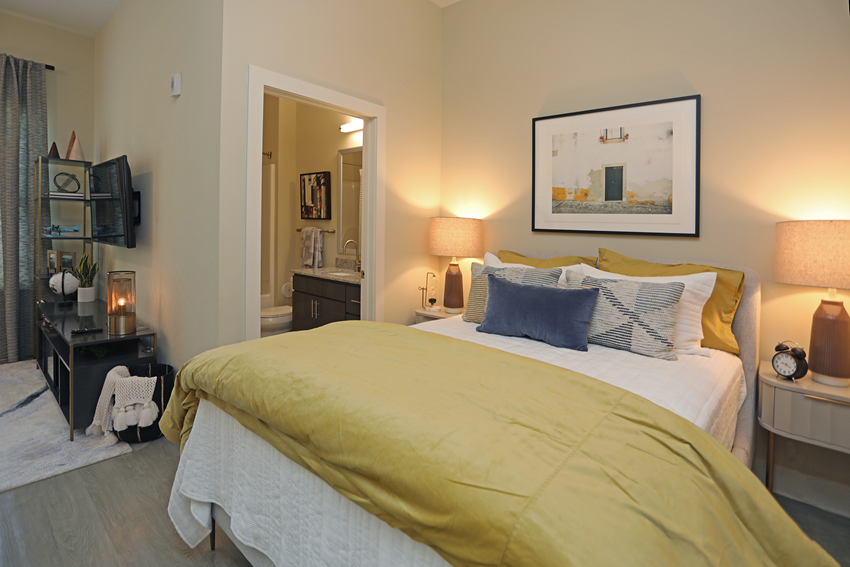 Bedroom with Private Bath Bedroom with Private Bath at Link Apartments Innovation Quarter, Winston Salem, NC, 27101 - Photo Gallery