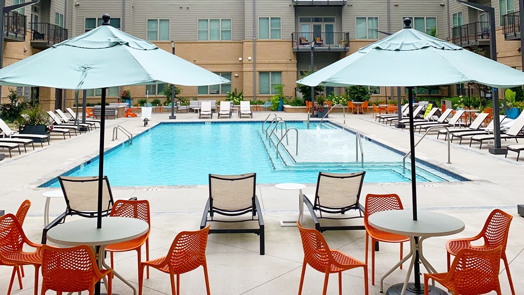 Swimming Pool Courtyard at Link Apartments Innovation Quarter, Winston Salem, 27101