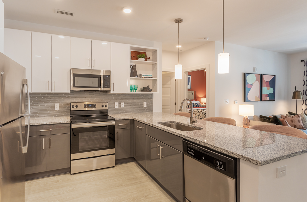 Kitchen at Link Apartments® Linden, Chapel Hill, NC