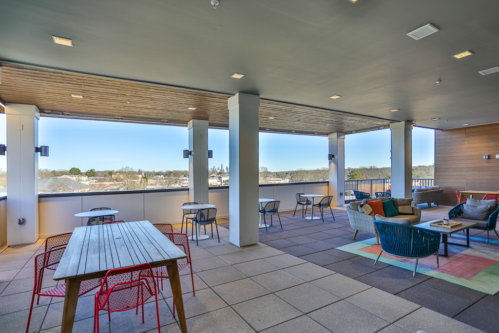 Rooftop Terrace Seating at Link Apartments® Montford, North Carolina