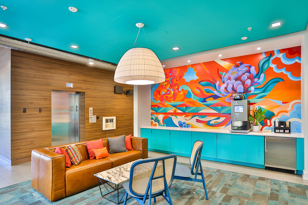 Coffee Bar in Resident Lounge at Link Apartments® Montford, Charlotte, NC, 28209