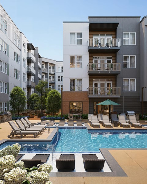 Luxurious pool with lounge seating